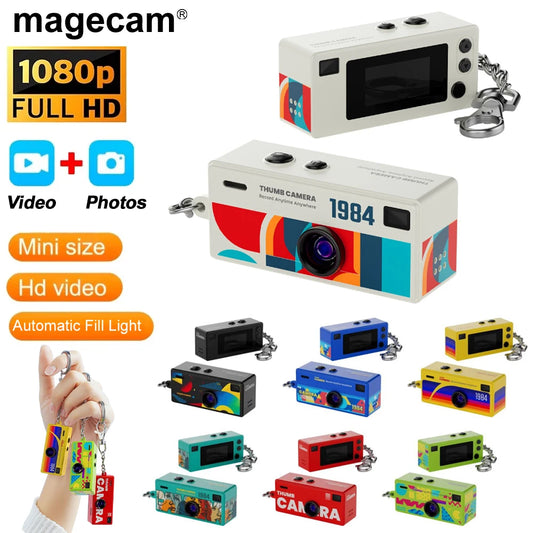 Magecam Mini Keychain Camera – 1080P HD Retro Camcorder with Screen & Memory Card Support