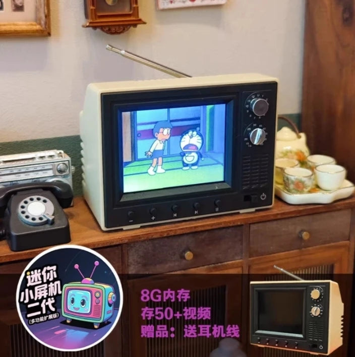 Mini Retro TV 2.4" Playable Dollhouse Television with USB & Videos