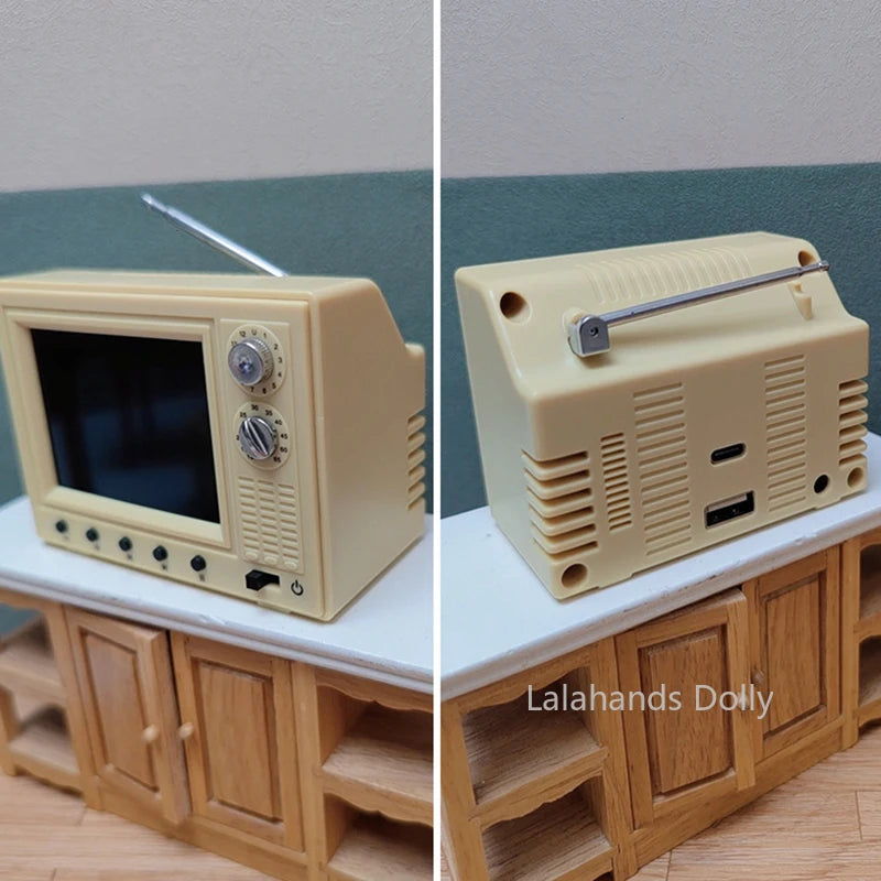Mini Retro TV 2.4" Playable Dollhouse Television with USB & Videos