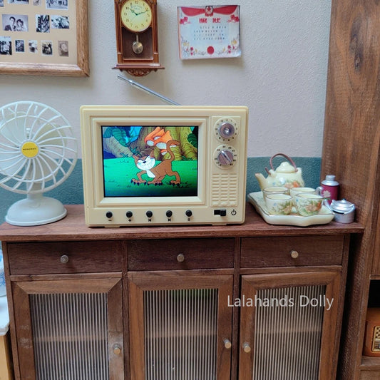 Mini Retro TV 2.4" Playable Dollhouse Television with USB & Videos