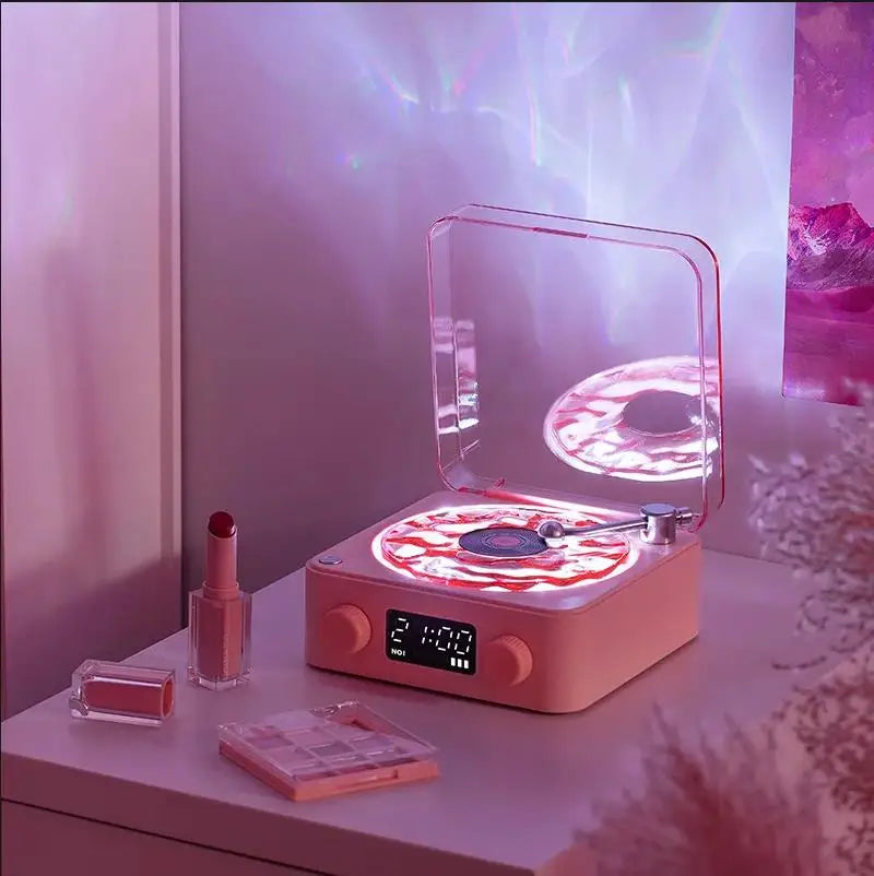 Retro Record Player Night Light with Bluetooth Speaker & White Noise – RGB Mood Lamp Sleep Aid