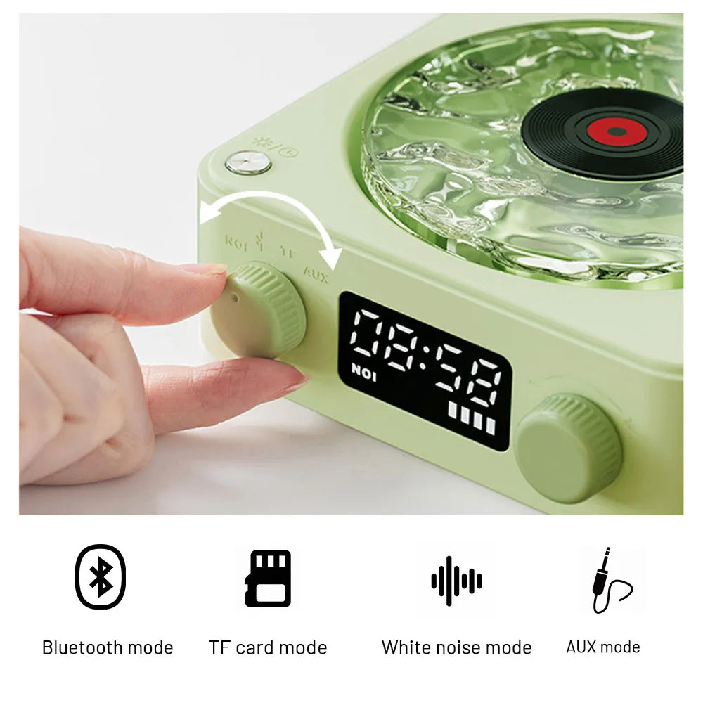Retro Record Player Night Light with Bluetooth Speaker & White Noise – RGB Mood Lamp Sleep Aid