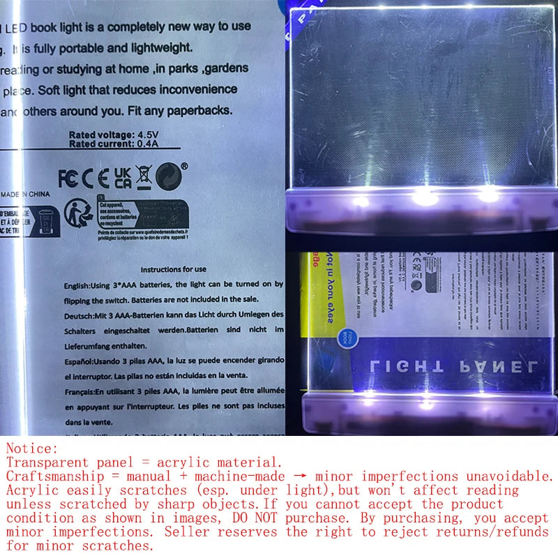LED Flat Panel Book Light – Portable Eye-Caring Reading Lamp Bookmark