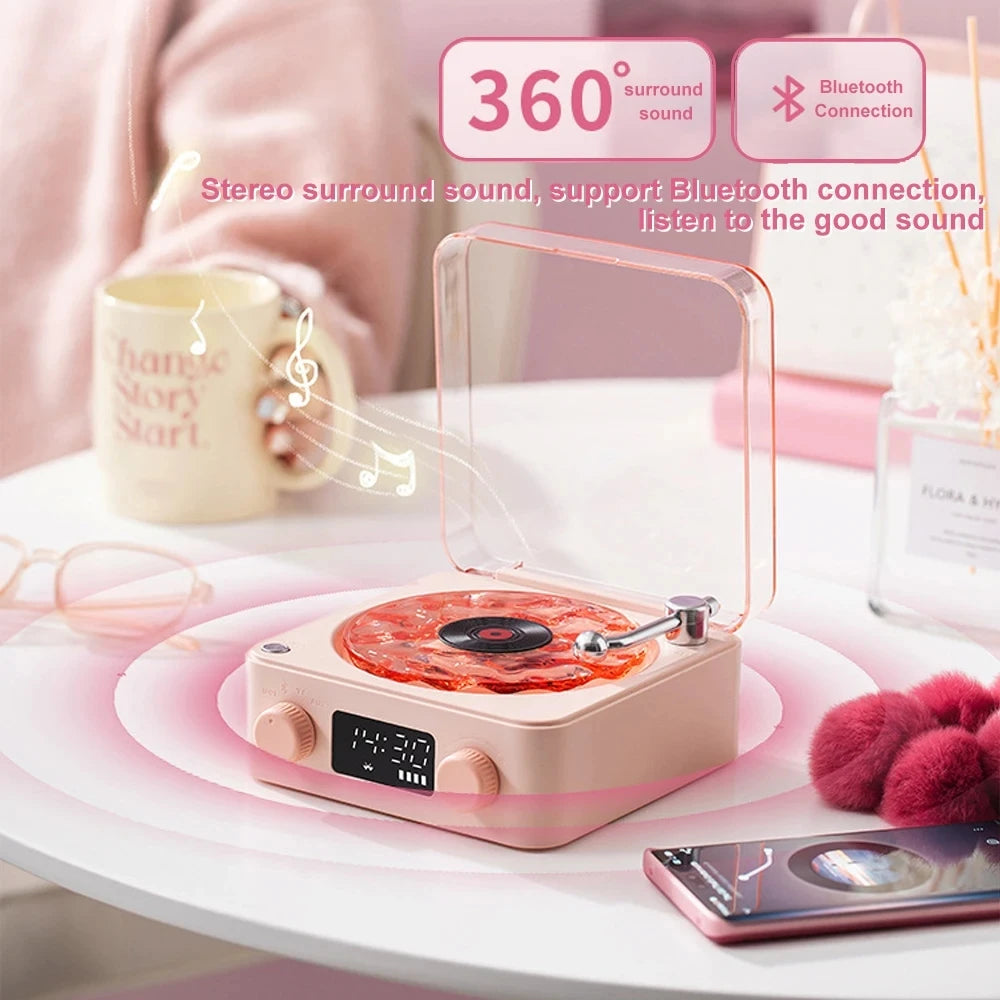 Retro Record Player Night Light with Bluetooth Speaker & White Noise – RGB Mood Lamp Sleep Aid