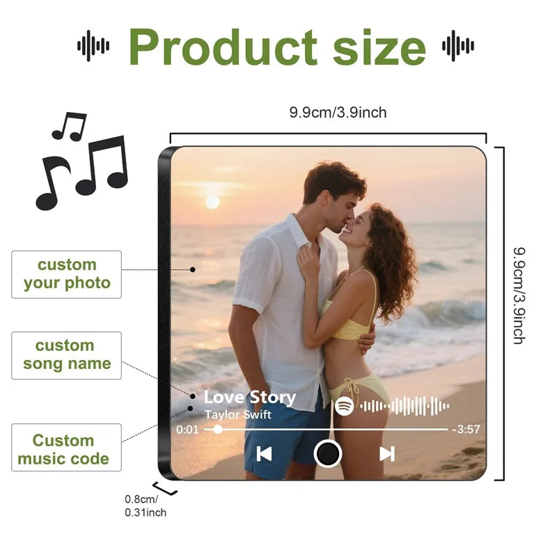 Custom Photo Music Fridge Magnet – Personalized Gift for Couples
