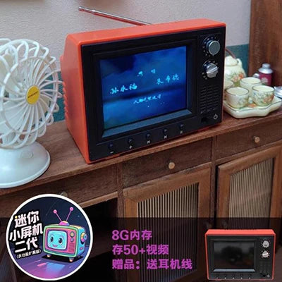 Mini Retro TV 2.4" Playable Dollhouse Television with USB & Videos