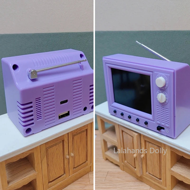 Mini Retro TV 2.4" Playable Dollhouse Television with USB & Videos