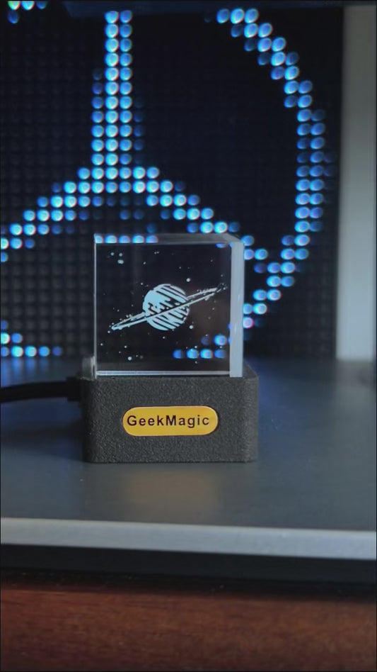 GeekMagic Smart Crystal Cube Clock – GIF Display, Weather & Photo Frame